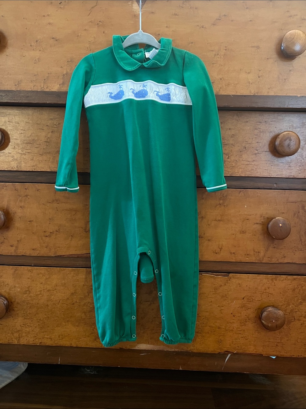 TBBC Green Smocked Whale Jumper